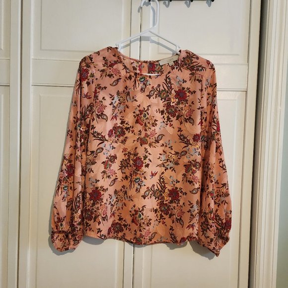 LOFT Pink and Red Floral Blouse - Picture 3 of 8